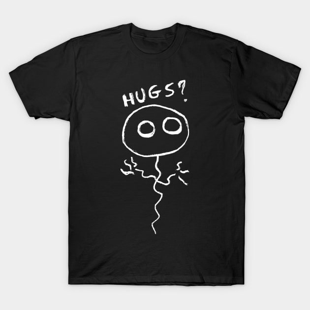 Pallolo – the ghost balloon – Hugs? (white on black) T-Shirt by LiveForever